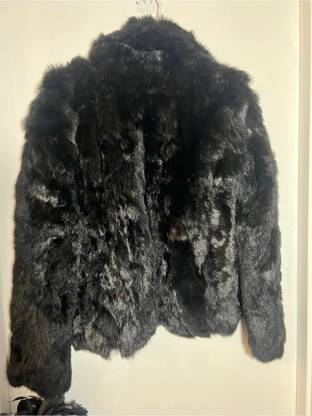 C. Magic Black Rabbit Fur Coat